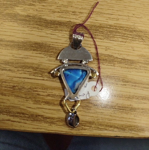 New Dendritic agate and moonstone sterling silver pendant - Picture 5 of 7